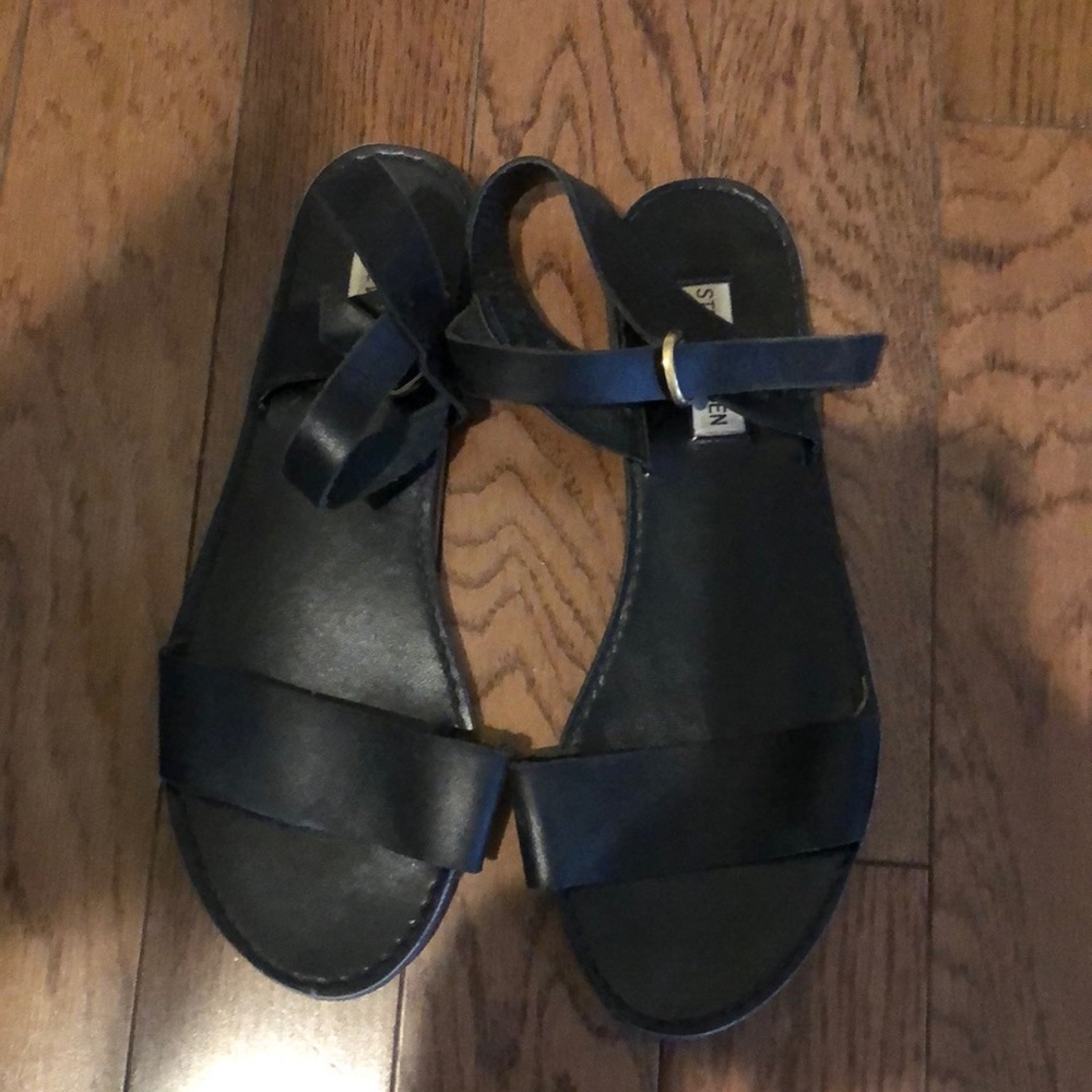 Black leather sandals